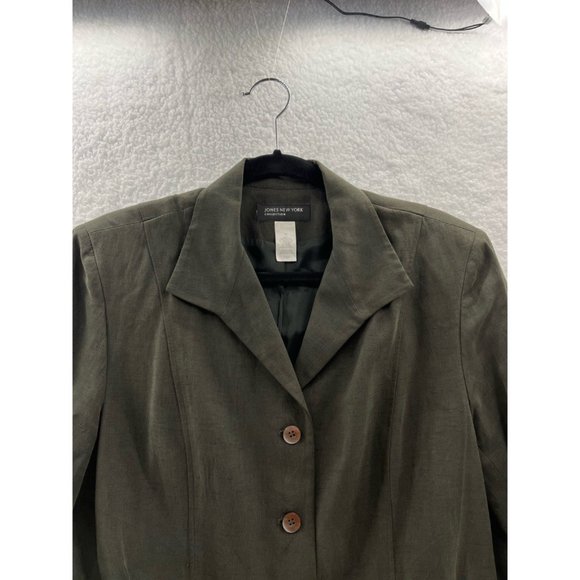 Jones New York Women Suit Jacket Blazer Dark Green Pockets Long Sleeve Button 16 - Picture 7 of 8